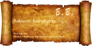 Babocs Barakony névjegykártya